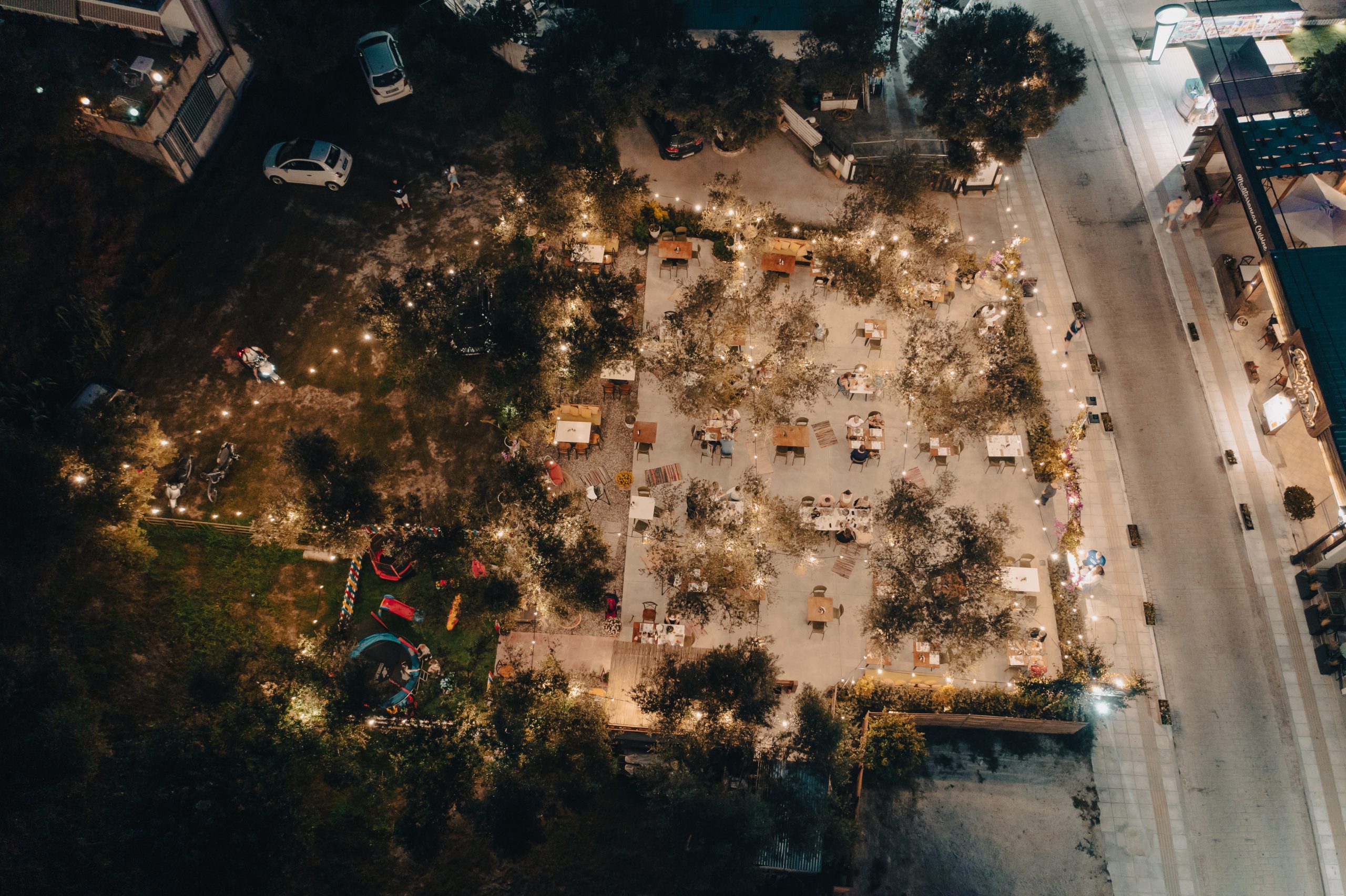 Restaurant garden from above